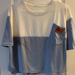 Light Blue and White Top